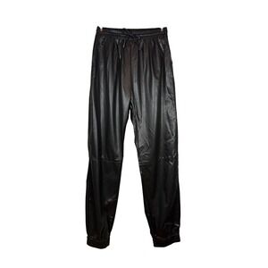 NWOT IDEM DITTO Faux Leather Joggers, High Waist Draw String, Size Medium